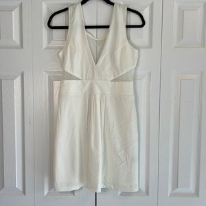 White Mesh Cutout Mini Dress